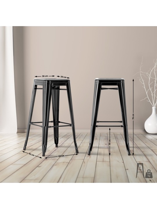 Conjunto de 2 bancos altos Joshua, preto