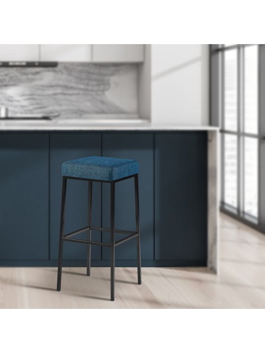 Banqueta alta Montreal B85 tecido, azul