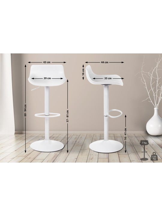 Conjunto de 4 bancos altos Aveiro, branco