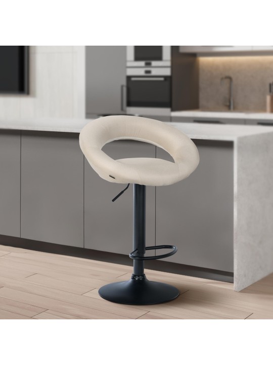 Banco de bar Olinda tecido preto, creme