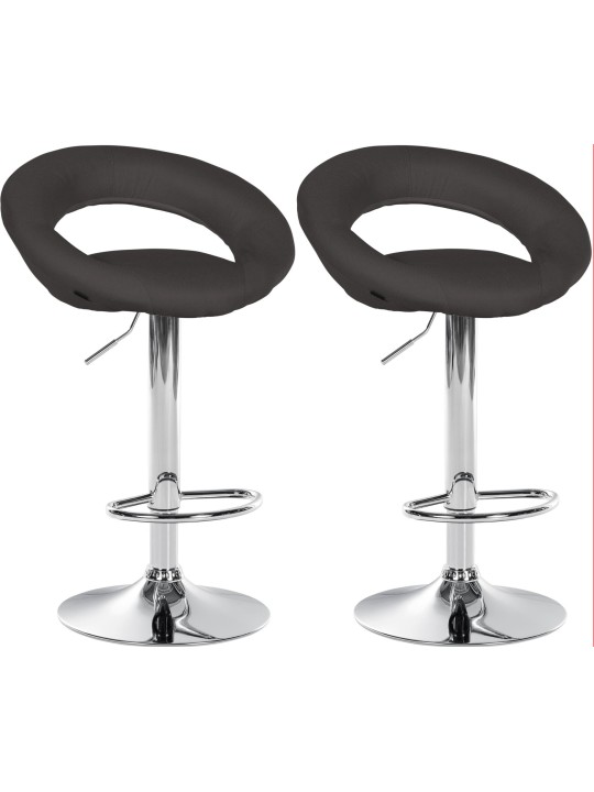 Conjunto de 2 bancos de bar Olinda tecido cromo, cinzento escuro