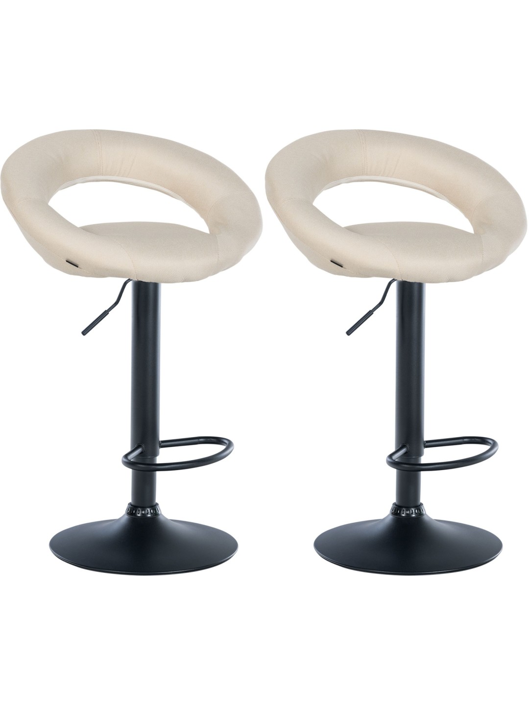 Conjunto de 2 bancos de bar Olinda tecido preto, creme