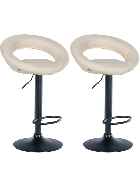 Conjunto de 2 bancos de bar Olinda tecido preto, creme