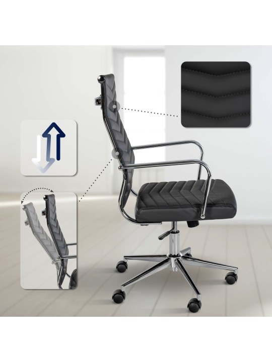 Cadeira de escritório de couro sintético Canby, preto