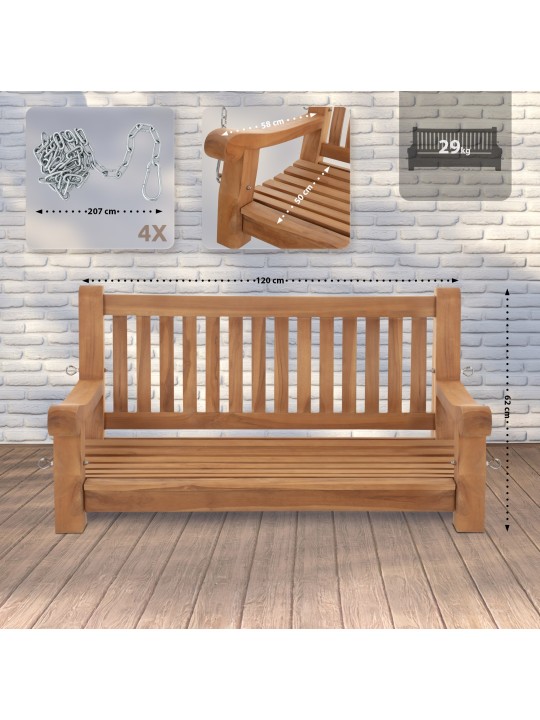 Banco de balanço Joyce 120 cm, teca