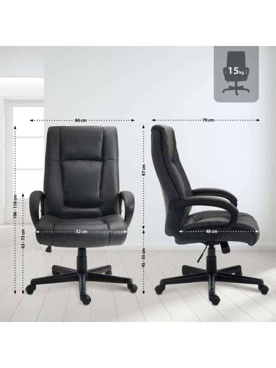 Cadeira de escritório XL Sparta couro sintético, preto