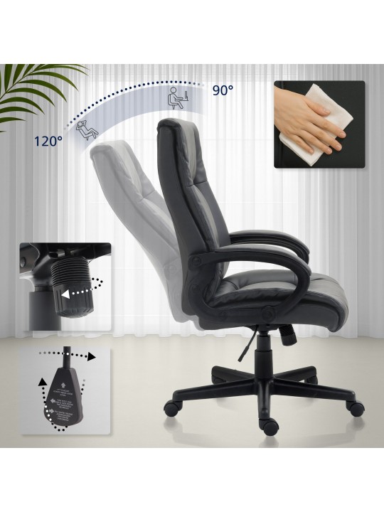 Cadeira de escritório XL Sparta couro sintético, preto