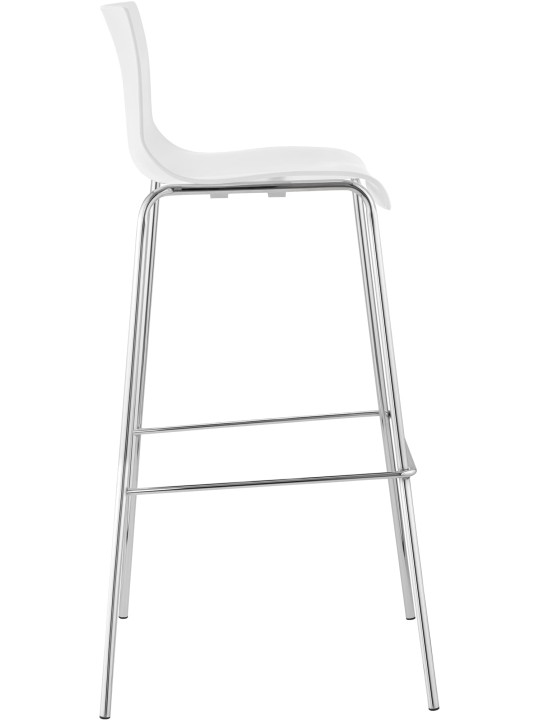 Banqueta alta Hoover cromada com estrutura de 4 pés, branco