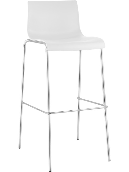 Banqueta alta Hoover cromada com estrutura de 4 pés, branco