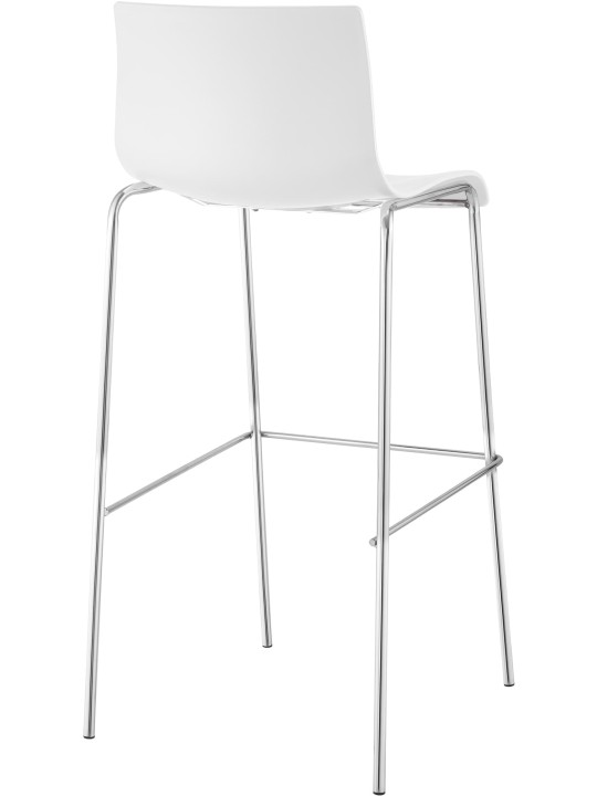 Banqueta alta Hoover cromada com estrutura de 4 pés, branco