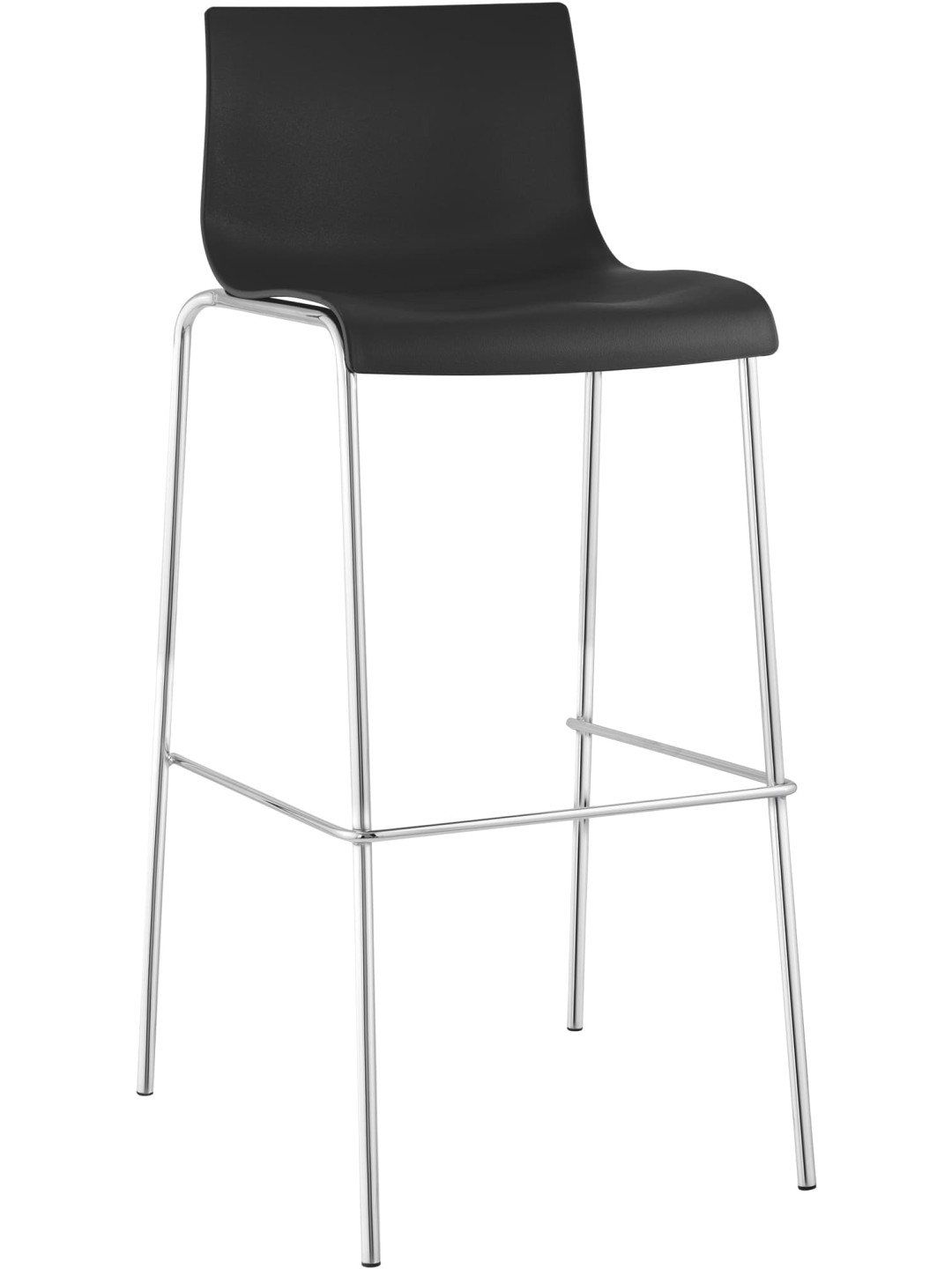 Banqueta alta Hoover cromada com estrutura de 4 pés, preto