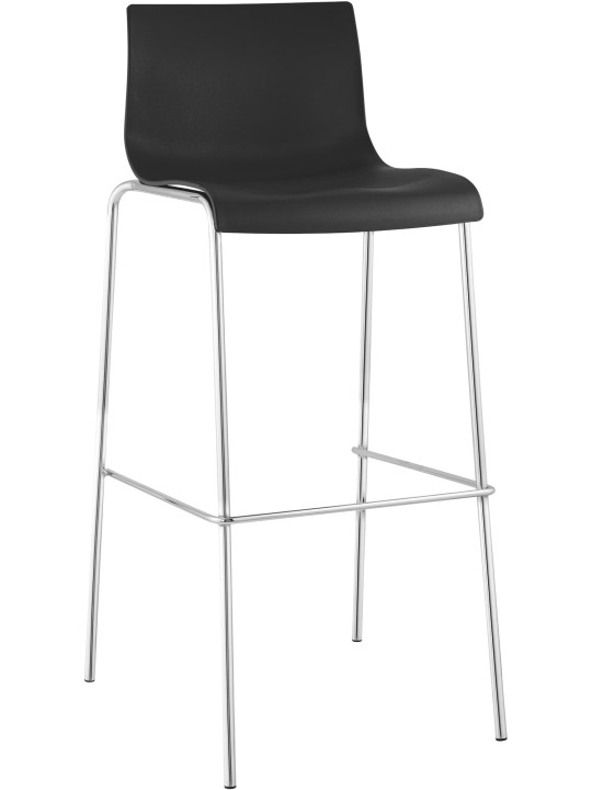 Banqueta alta Hoover cromada com estrutura de 4 pés, preto
