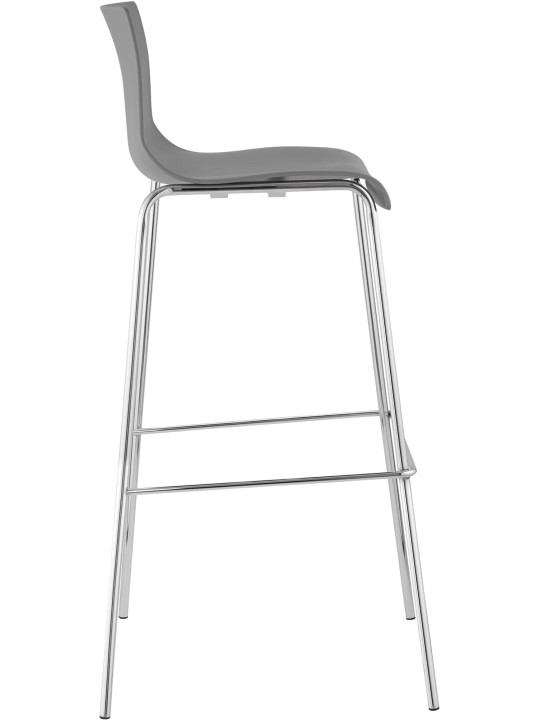 Banqueta alta Hoover cromada com estrutura de 4 pés, cinza