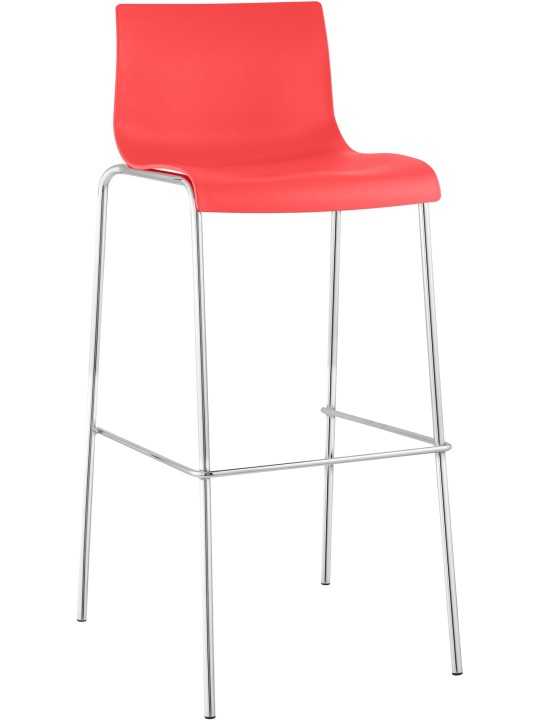 Banqueta alta Hoover cromada com estrutura de 4 pés, vermelho Banqueta alta Hoover cromada com estrutura de 4 pés, vermelho