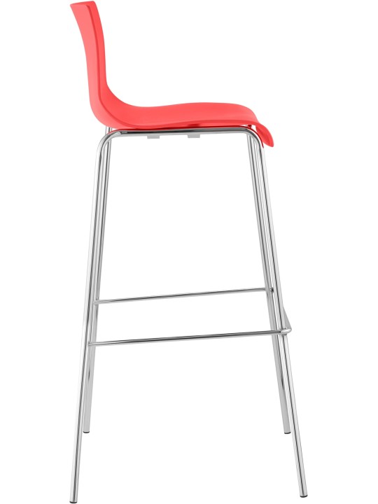 Banqueta alta Hoover cromada com estrutura de 4 pés, vermelho Banqueta alta Hoover cromada com estrutura de 4 pés, vermelho