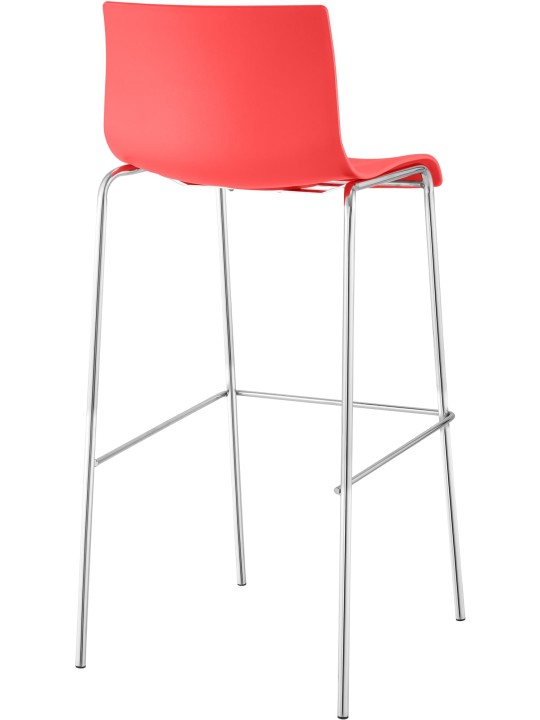 Banqueta alta Hoover cromada com estrutura de 4 pés, vermelho Banqueta alta Hoover cromada com estrutura de 4 pés, vermelho