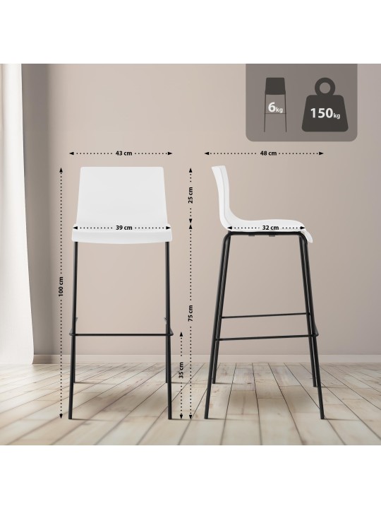 Banqueta alta Hoover com estrutura de 4 pés, branco