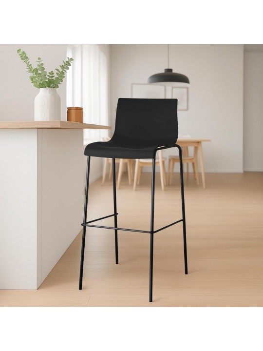 Banqueta alta Hoover com estrutura de 4 pés, preto