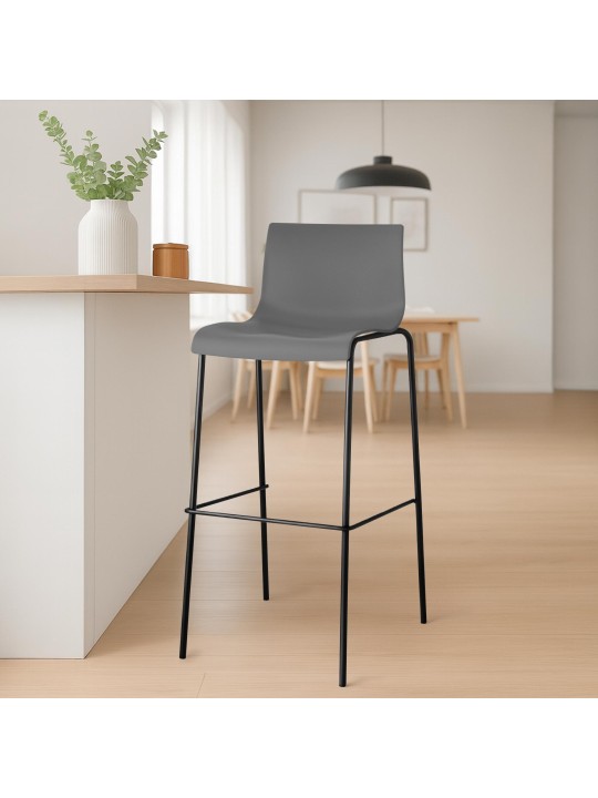 Banqueta alta Hoover com estrutura de 4 pés, cinza