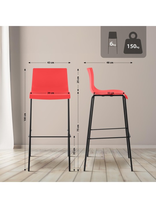 Banqueta alta Hoover com estrutura de 4 pés, vermelho Banqueta alta Hoover com estrutura de 4 pés, vermelho