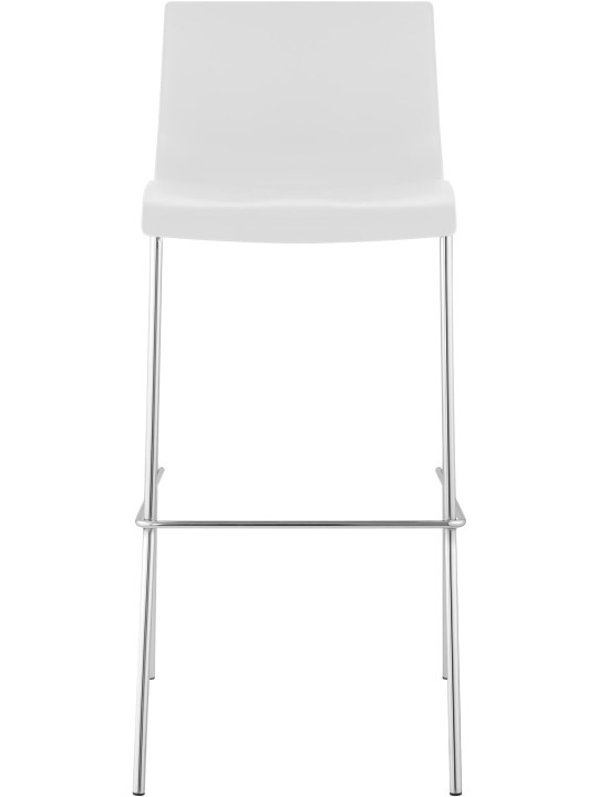 Conjunto de 2 bancos de bar Hoover de plástico com estrutura de 4 pés cromada, branco