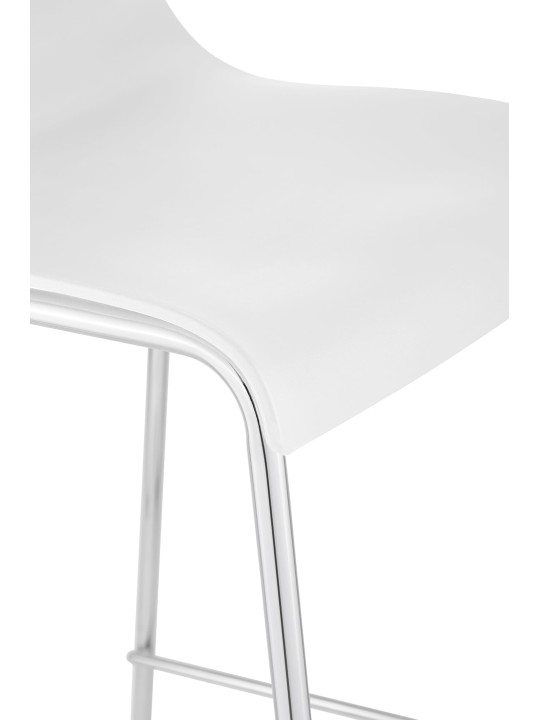 Conjunto de 2 bancos de bar Hoover de plástico com estrutura de 4 pés cromada, branco