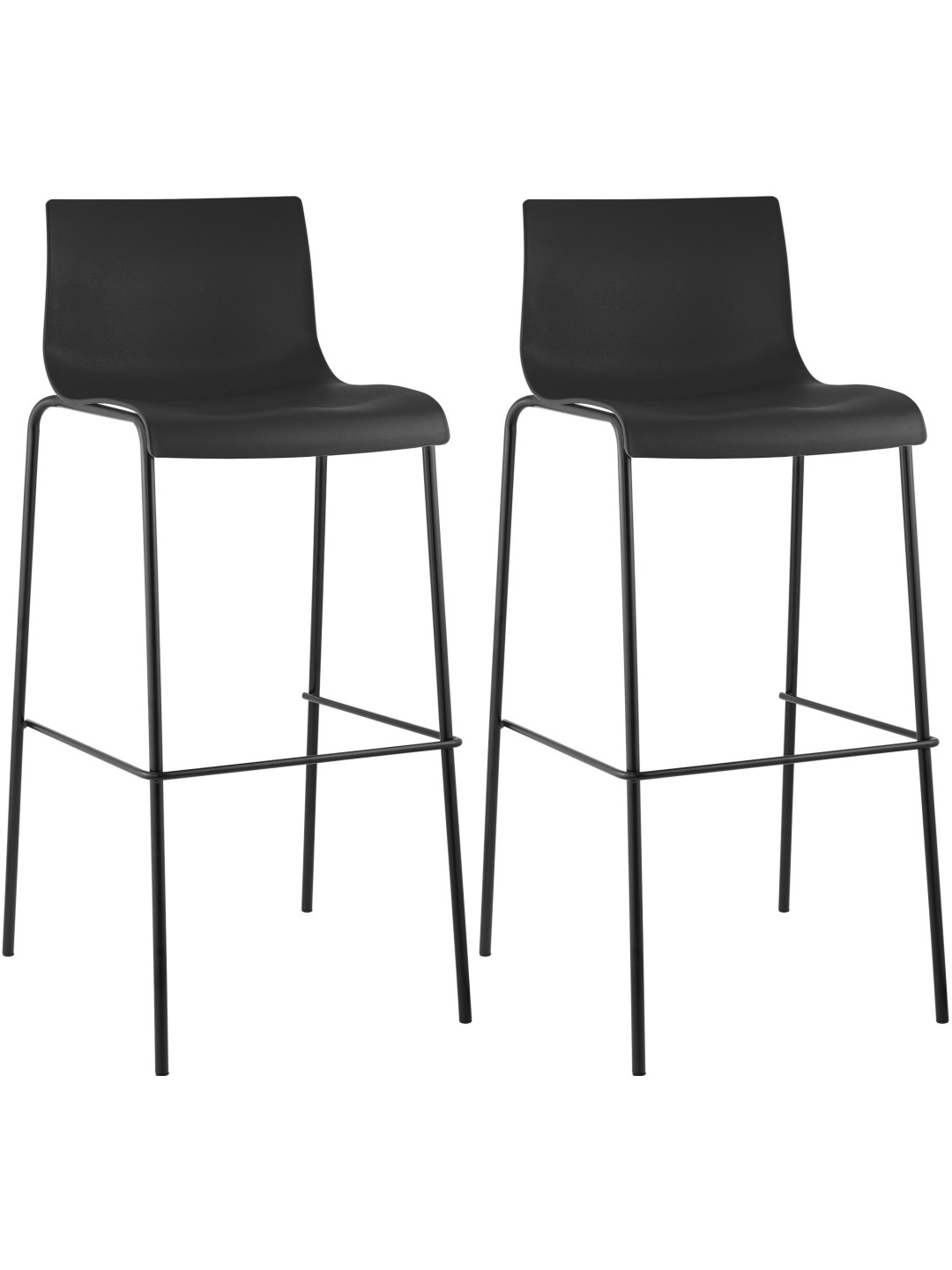 Conjunto de 2 bancos altos de plástico Hoover com estrutura de 4 pés, preto