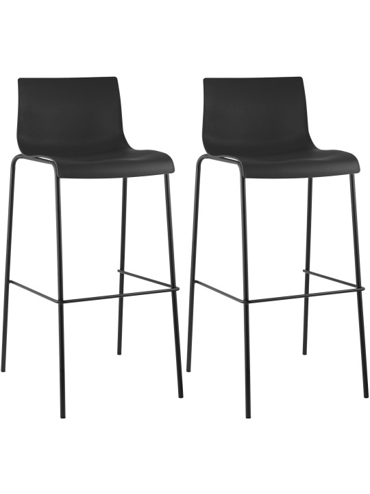 Conjunto de 2 bancos altos de plástico Hoover com estrutura de 4 pés, preto