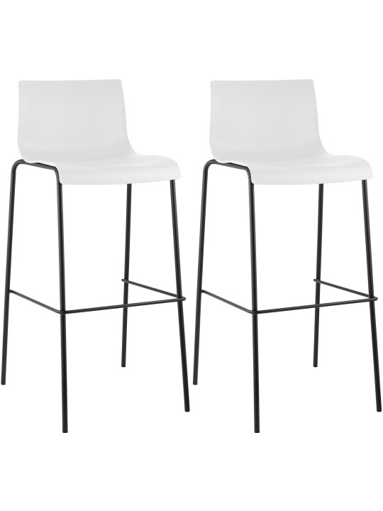Conjunto de 2 bancos altos de plástico Hoover com estrutura de 4 pés, branco Conjunto de 2 bancos altos de plástico Hoover com estrutura de 4 pés, branco