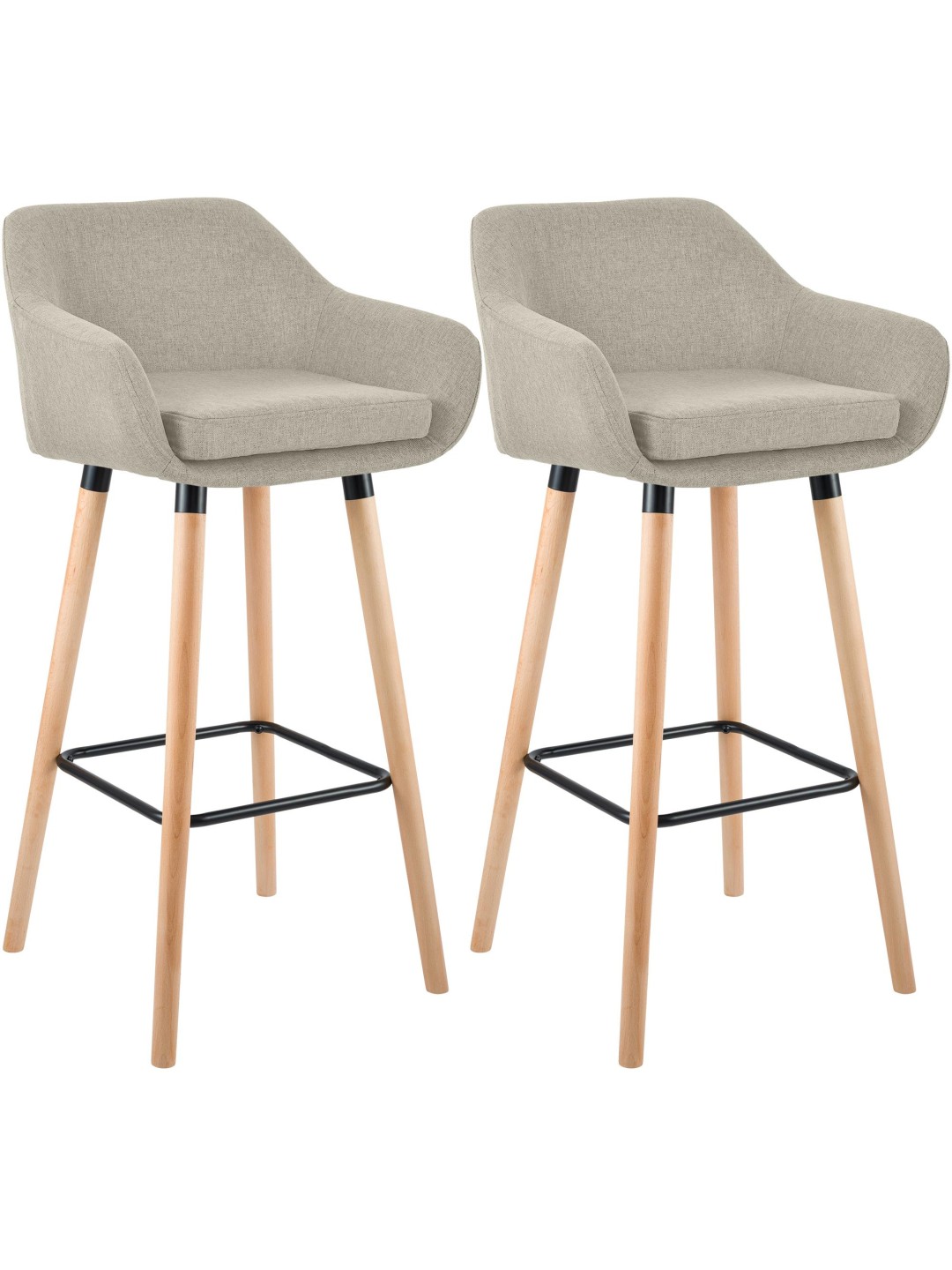 Conjunto de 2 bancos altos em tecido Grant, creme