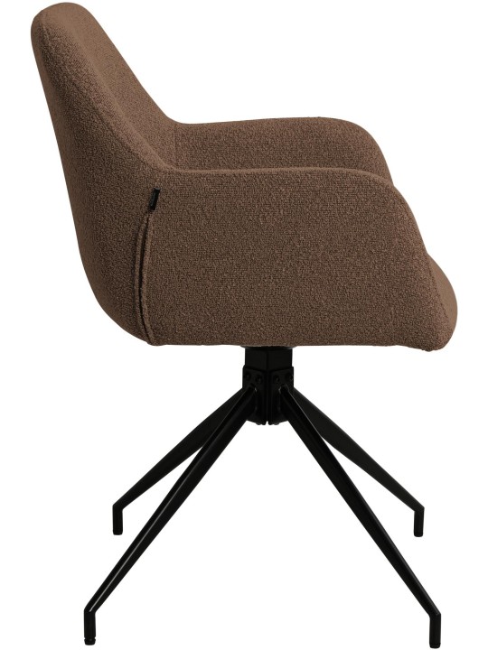 Cadeira de jantar Merlinda tecido Teddy, castanho