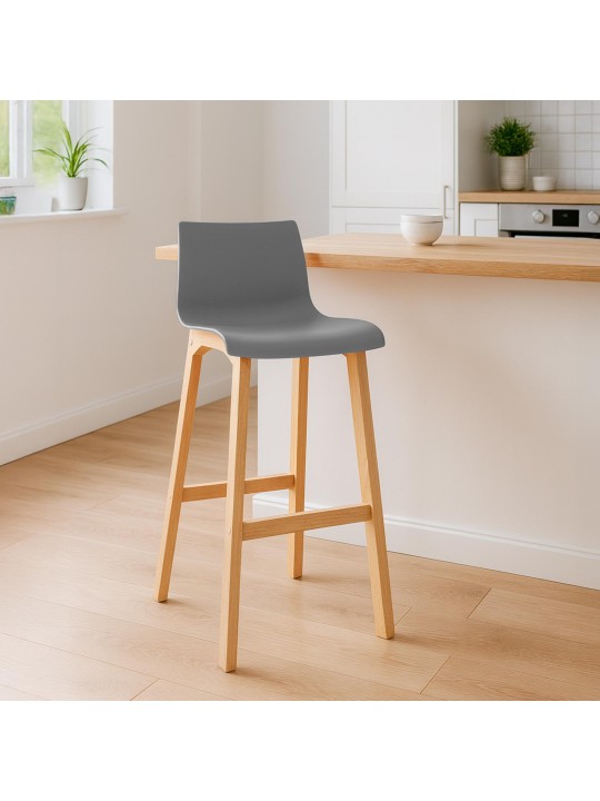 Banqueta alta Hoover Natura estrutura de 4 pés, cinza