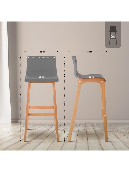 Banqueta alta Hoover Natura estrutura de 4 pés, cinza