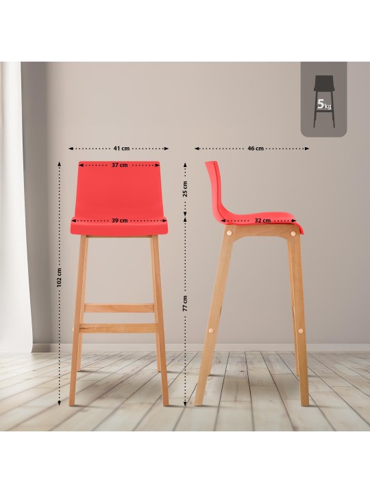 Banqueta alta Hoover Natura estrutura de 4 pés, vermelho Banqueta alta Hoover Natura estrutura de 4 pés, vermelho