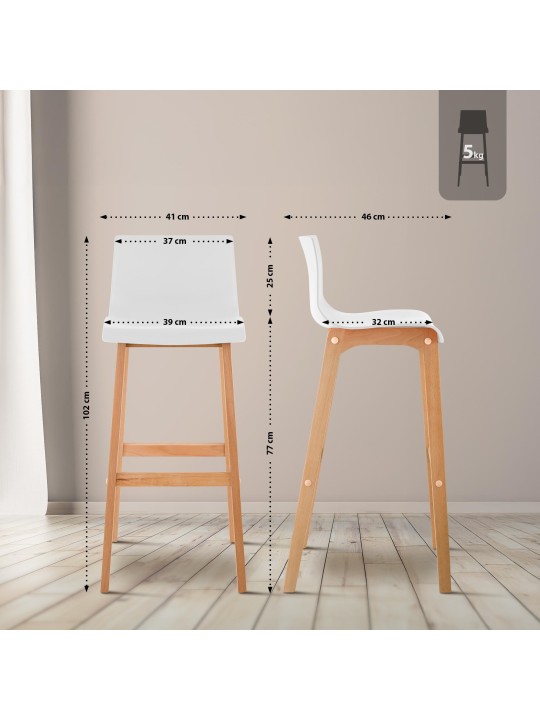 Conjunto de 2 bancos altos Hoover Natura, branco