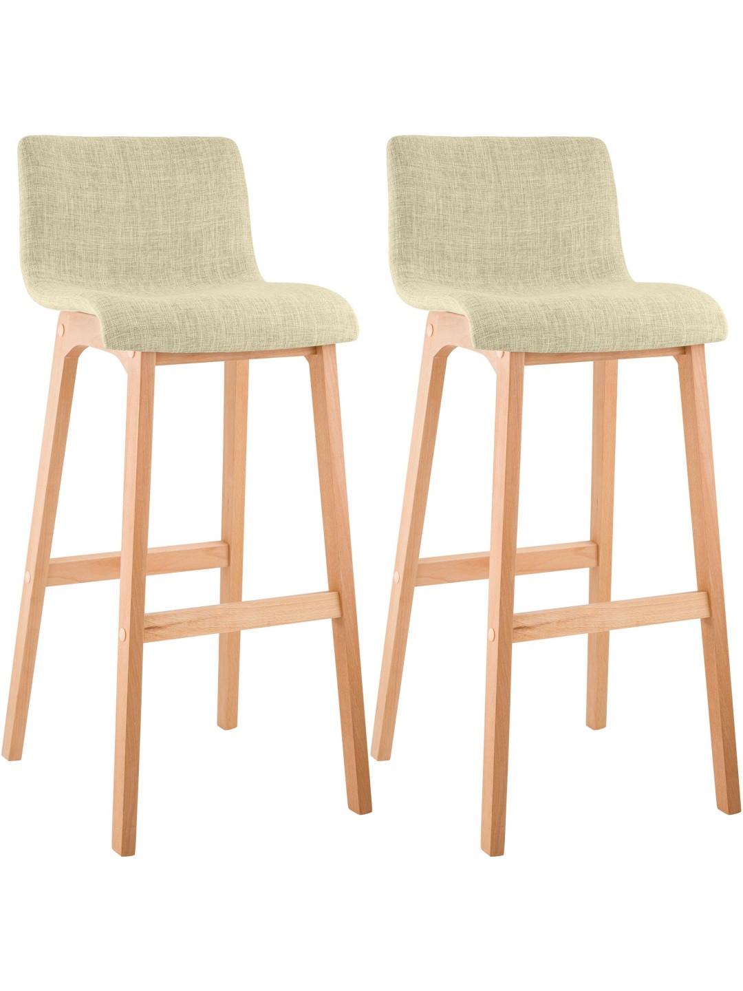 Conjunto de 2 bancos altos tecido Hoover Natura, creme