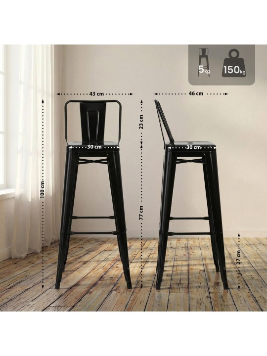 Banqueta alta Mason, preto