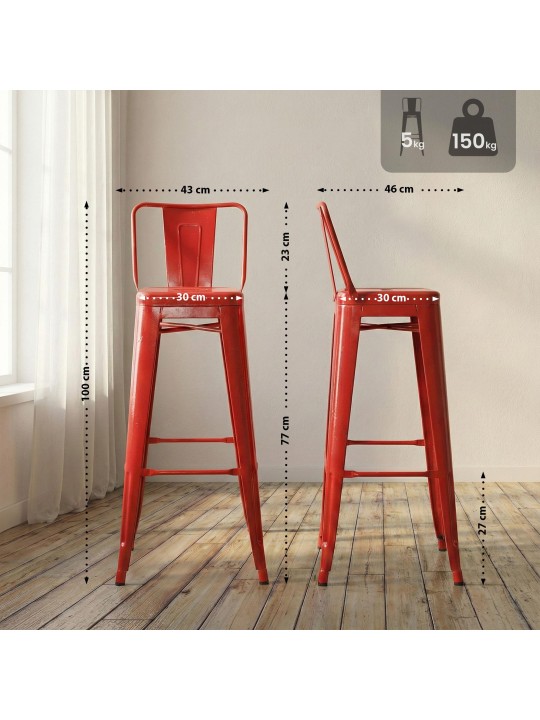 Banqueta alta Mason, vermelho