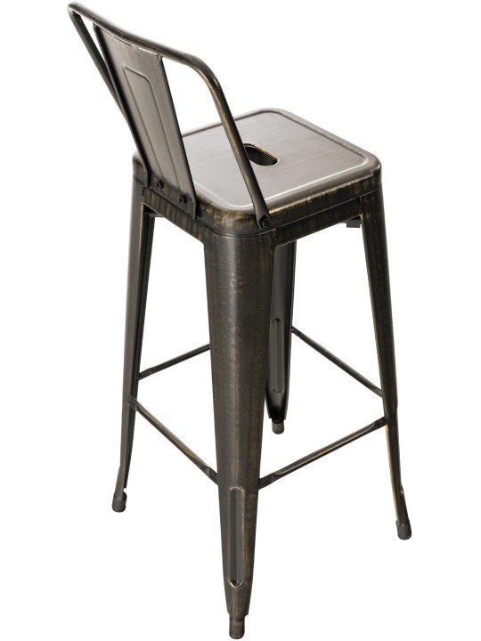 Banqueta alta Mason antiga, preto-dourado