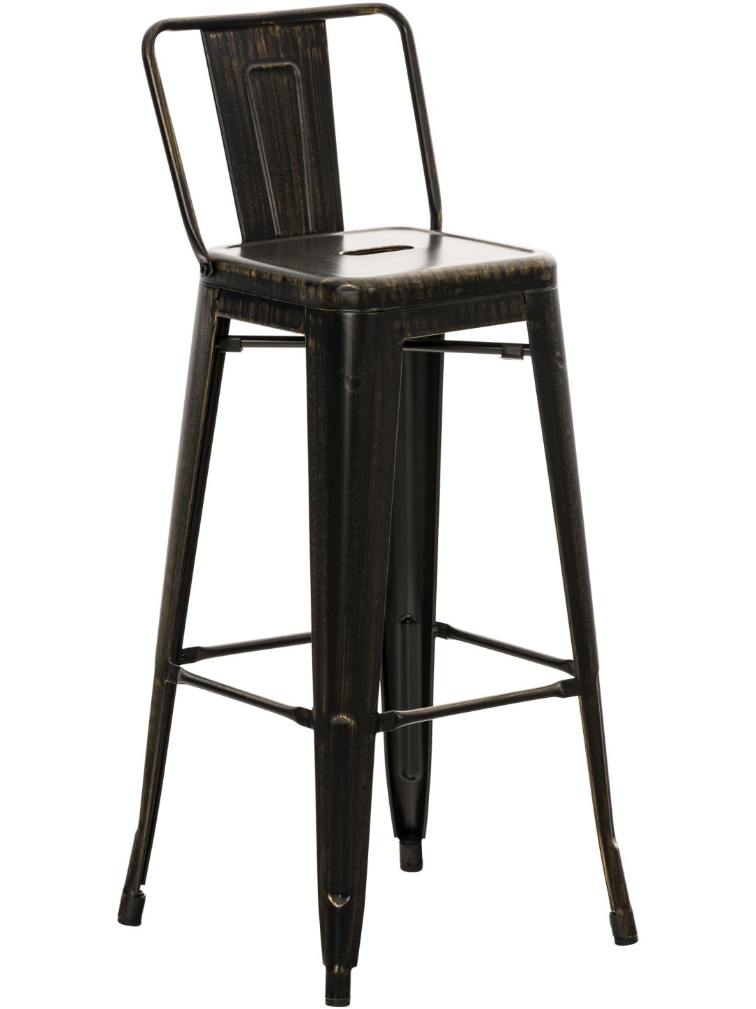 Banqueta alta Mason antiga, preto-dourado