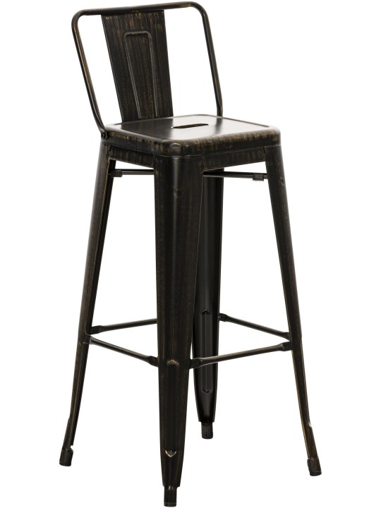 Banqueta alta Mason antiga, preto-dourado