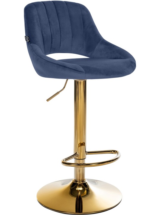 Banqueta de bar Milet veludo dourado, azul