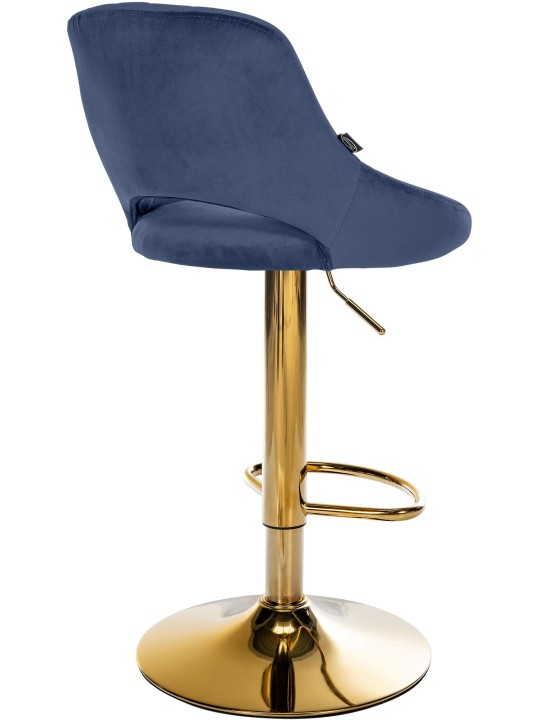 Banqueta de bar Milet veludo dourado, azul