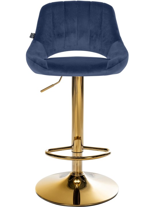 Banqueta de bar Milet veludo dourado, azul