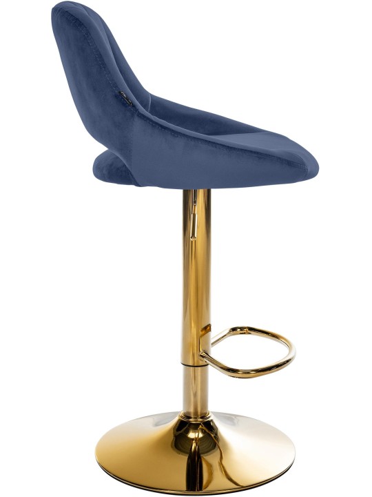 Banqueta de bar Milet veludo dourado, azul