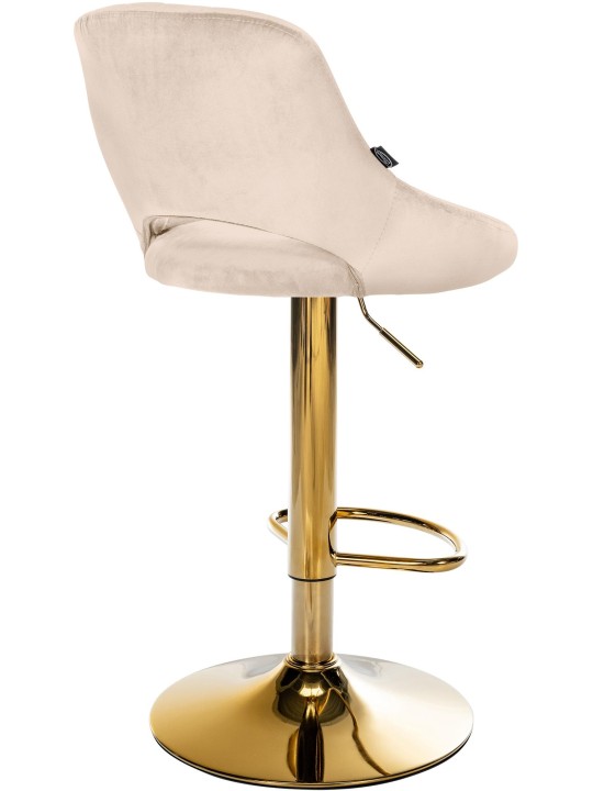 Banco de bar Milet veludo dourado, creme