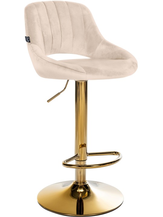 Banco de bar Milet veludo dourado, creme