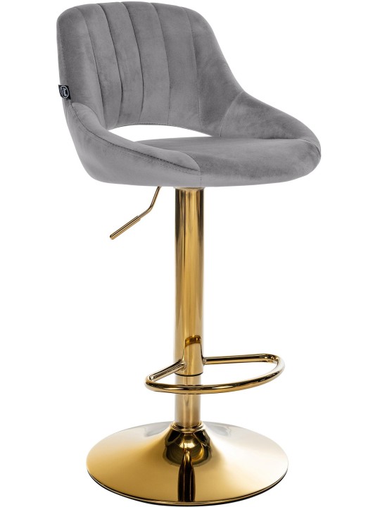 Banqueta de bar Milet veludo dourado, cinza escuro