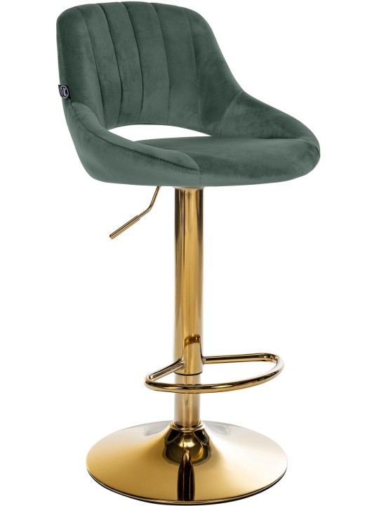 Banco de bar Milet veludo dourado, verde