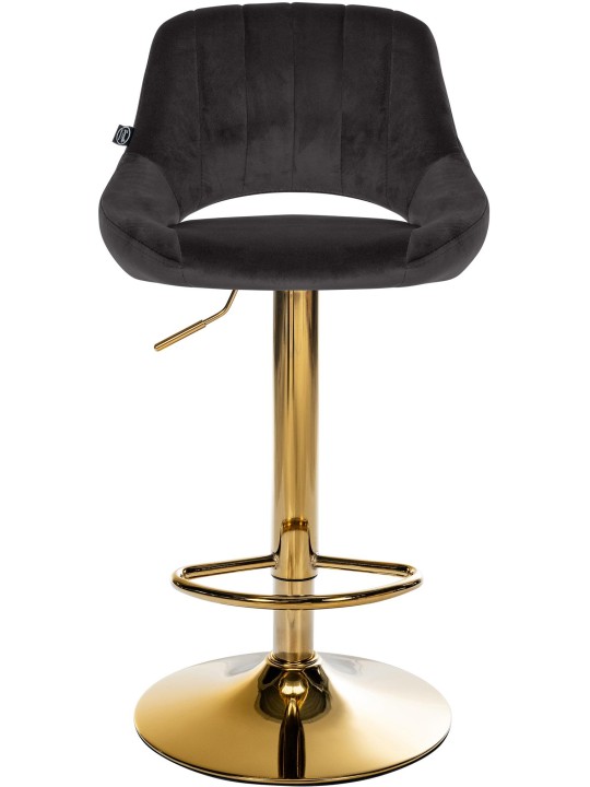 Banco de bar Milet veludo dourado, preto